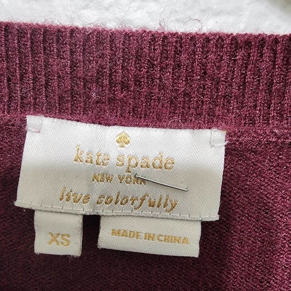 Kate Spade Burgandy Long Sleeve Sweater Size XS